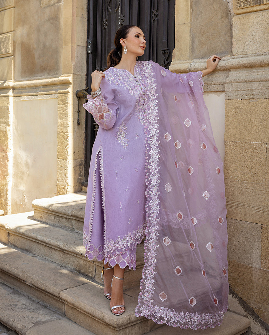 Women Wearing Ophelia Iyn Lavender purple Long Shirt for Festive Events - Pakistani Designer Wear for Women in UK | Kifat