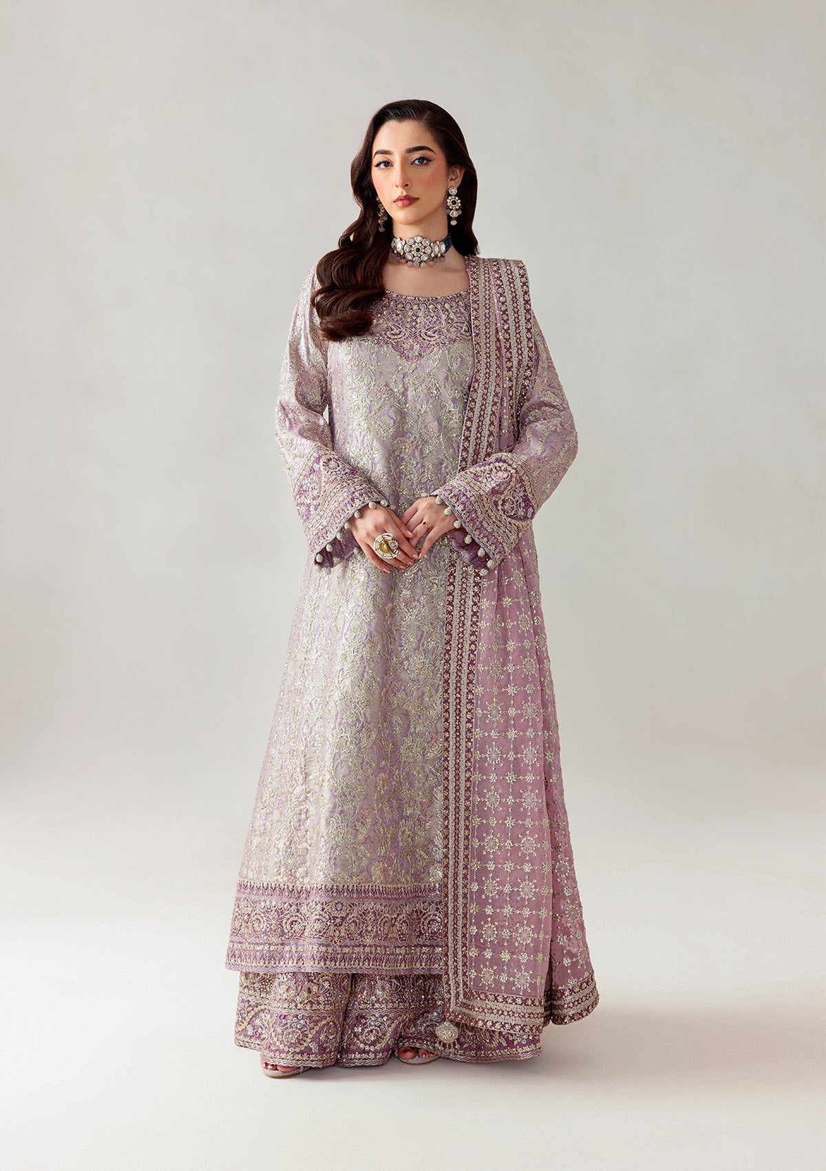 Jamawaar Lilac Color Dress for Formal Wear