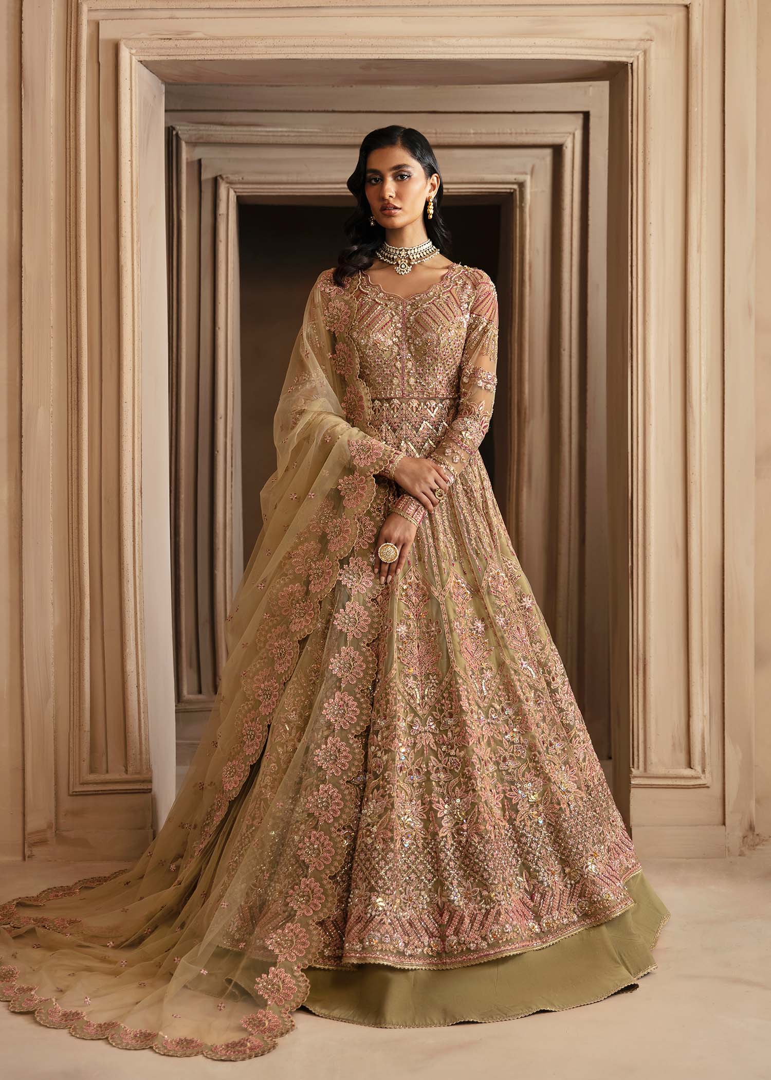 Women Wearing Vespera Light Peach Peshwas For Formals Events - Pakistani Designer Wear For Women In UK | Kifat
