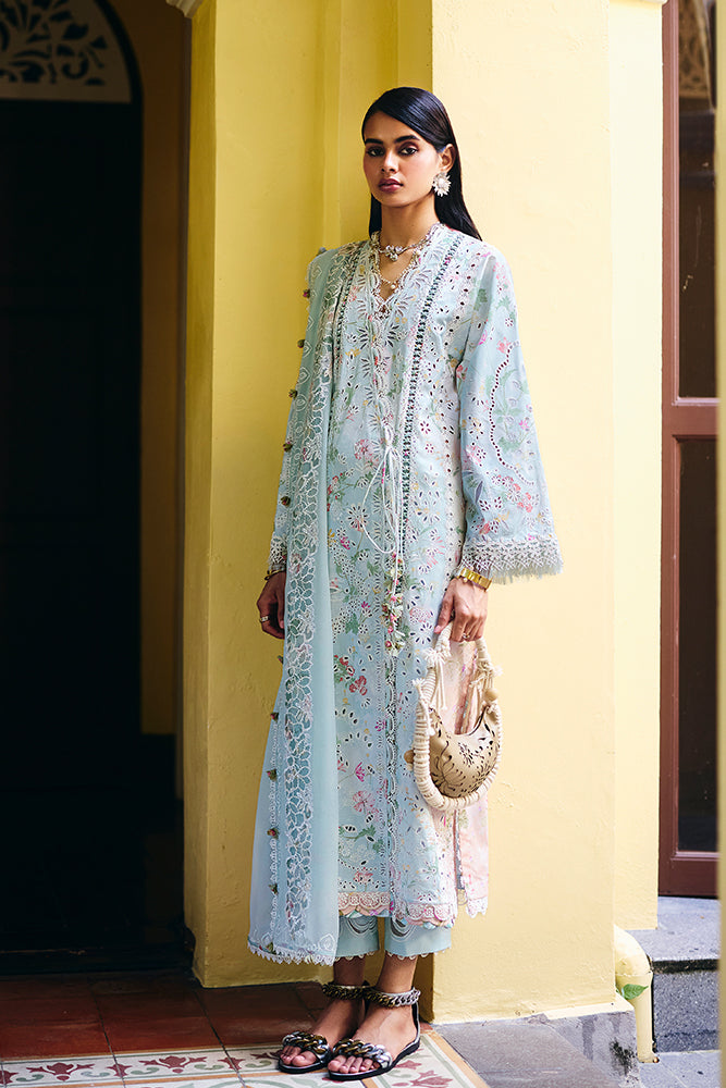 Women Wearing REEVA Aqua Long Shirt with Pants for Festive Events - Pakistani Designer Wear for Women in UK | Kifat