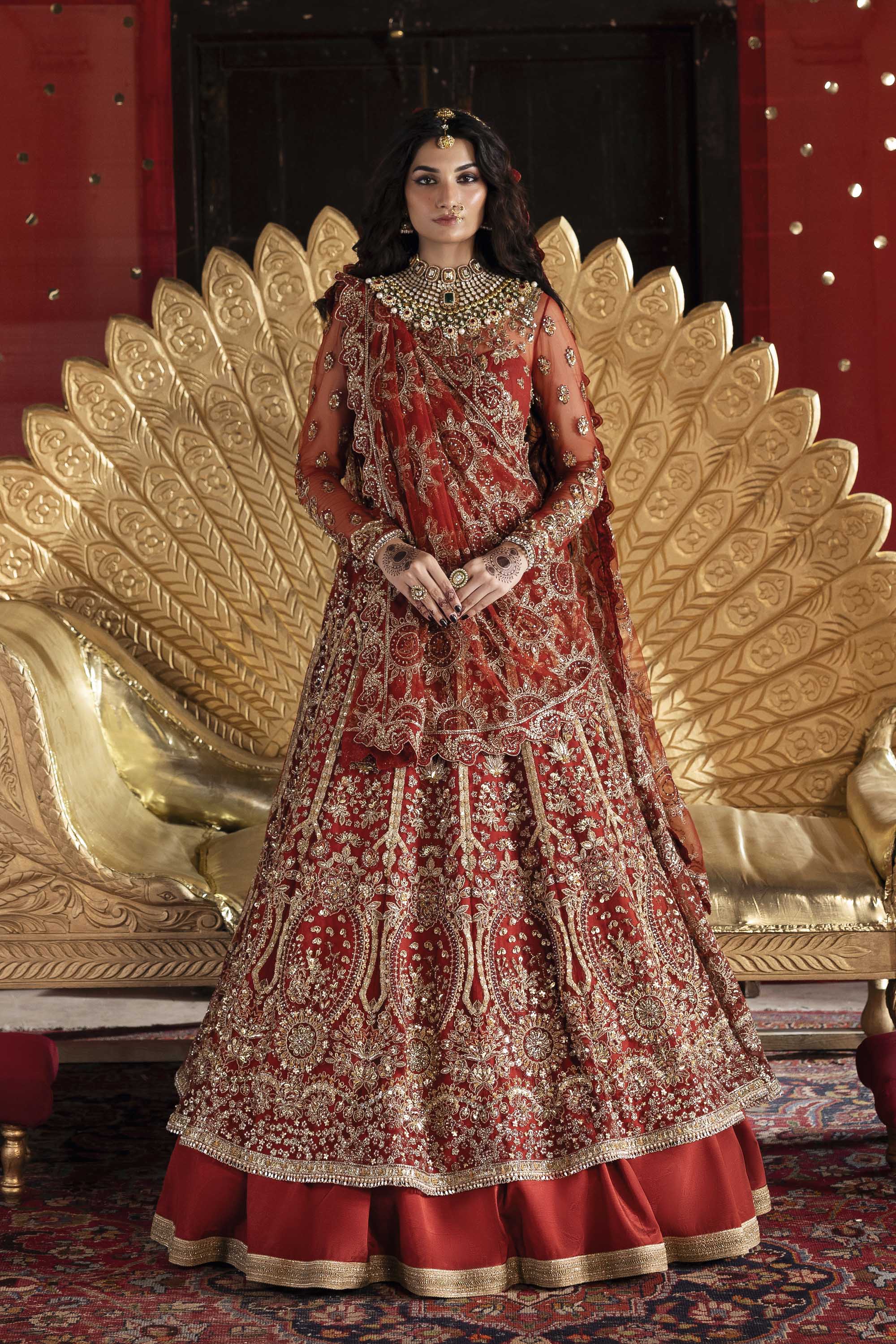 Women Wearing Marjaan Orange Peshwas For Formals Events - Pakistani Designer Wear For Women In UK | Kifat