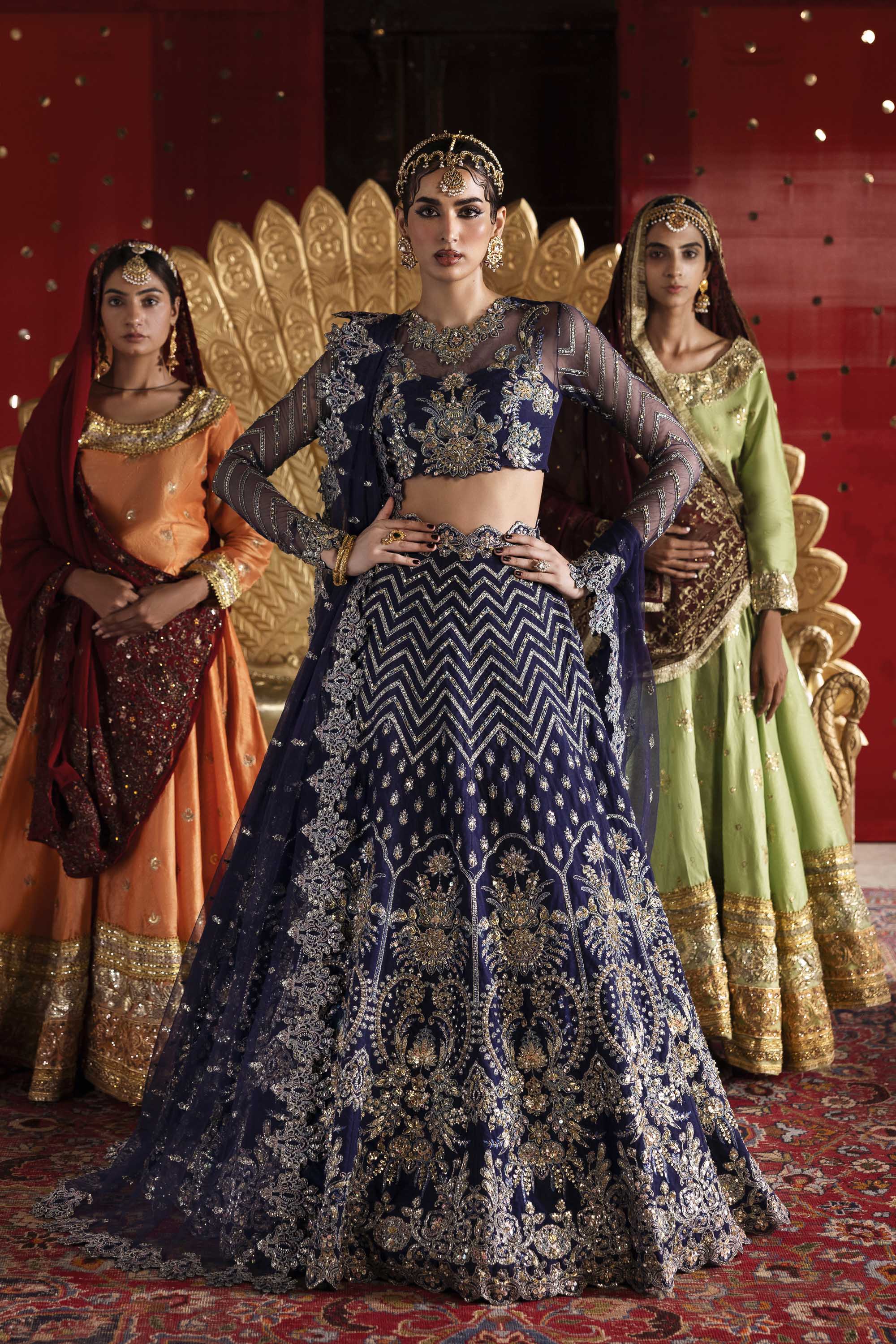 Women Wearing Khanzadi Blue Lehnga Choli For Formals Events - Pakistani Designer Wear For Women In UK | Kifat