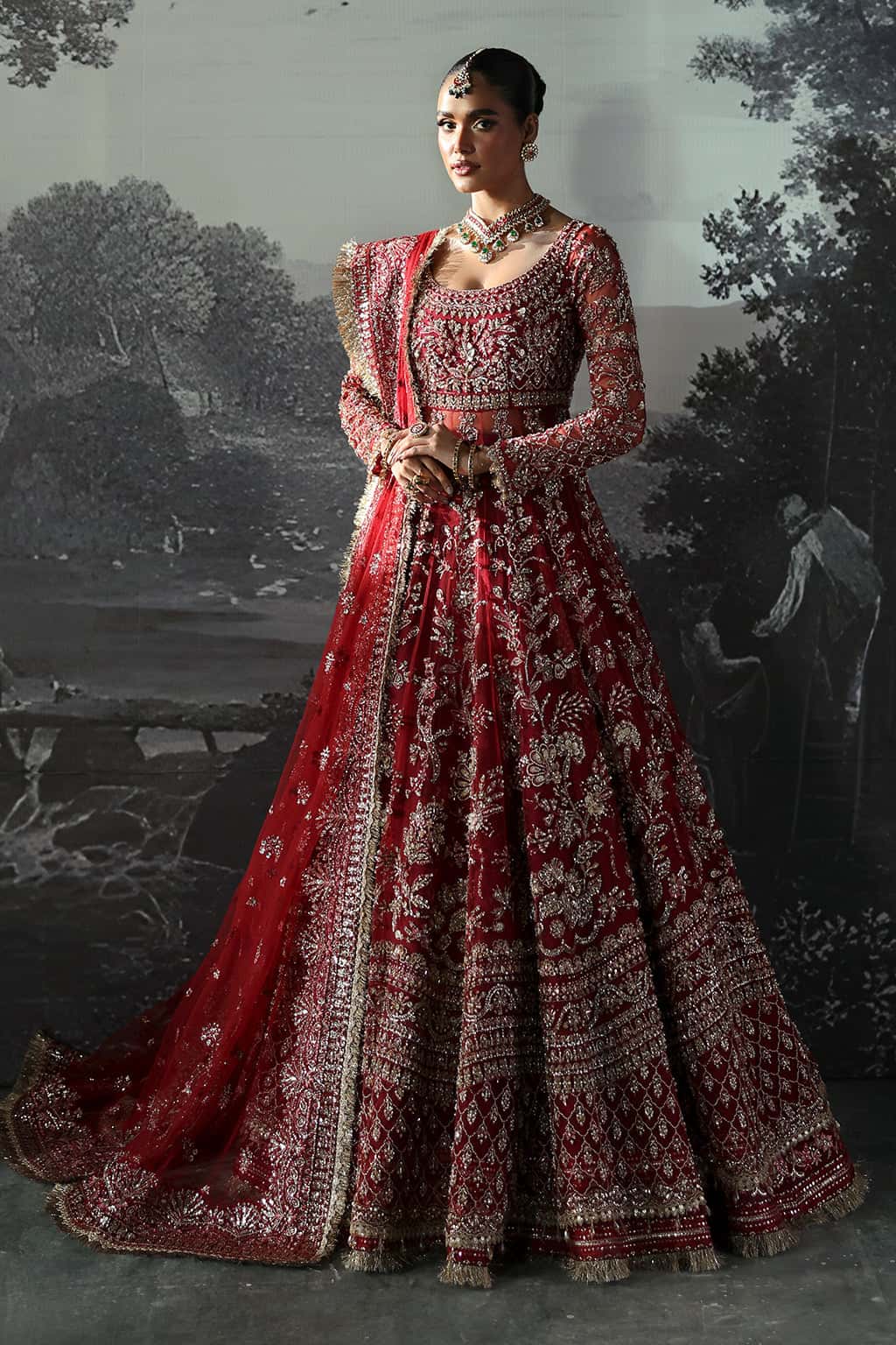 Women Wearing Anastasia Red Lehnga For Bridal Events - Pakistani Designer Wear For Women In Uk | Kifat