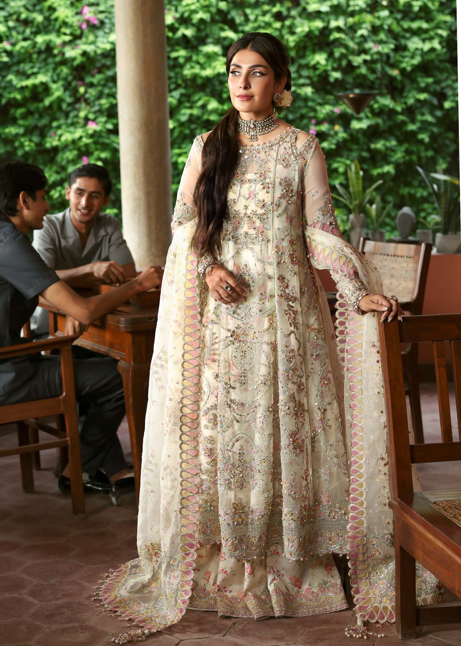 Kanwal Malik Chanda Ivory Pishwas for Bridal wear, Guest of Formal Wedding - Pakistani Designer Wear for Women in UK | Kifat
