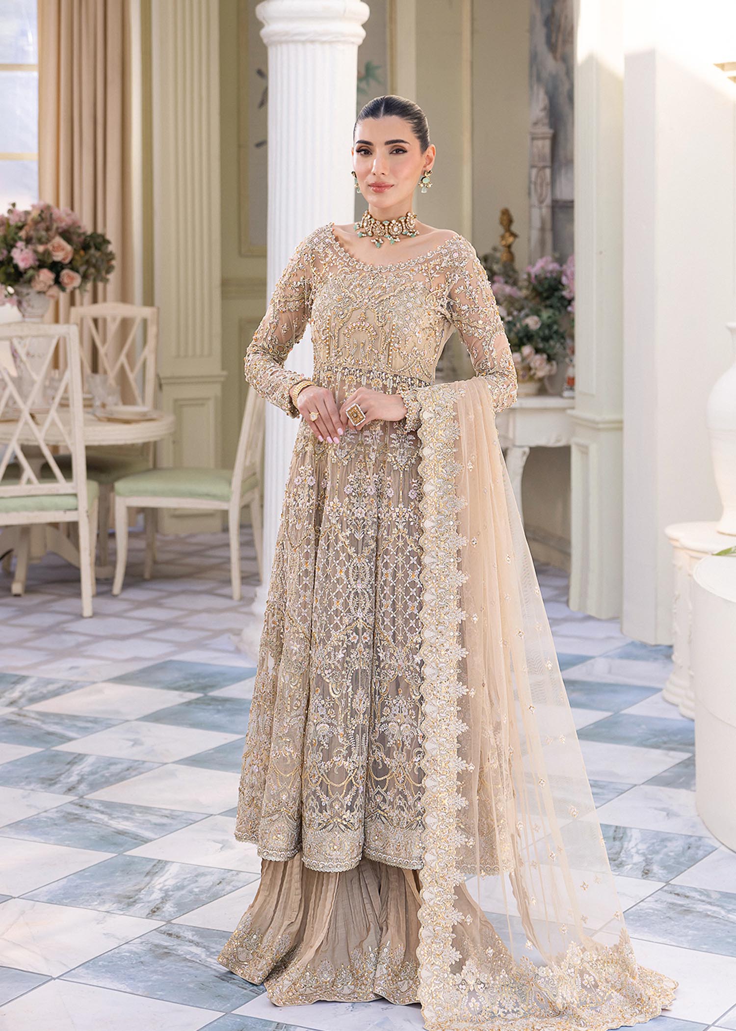 Kanwal Malik Nude Peshwas for Luxury Wedding wear - Pakistani Designer Wear for Women in UK | Kifat