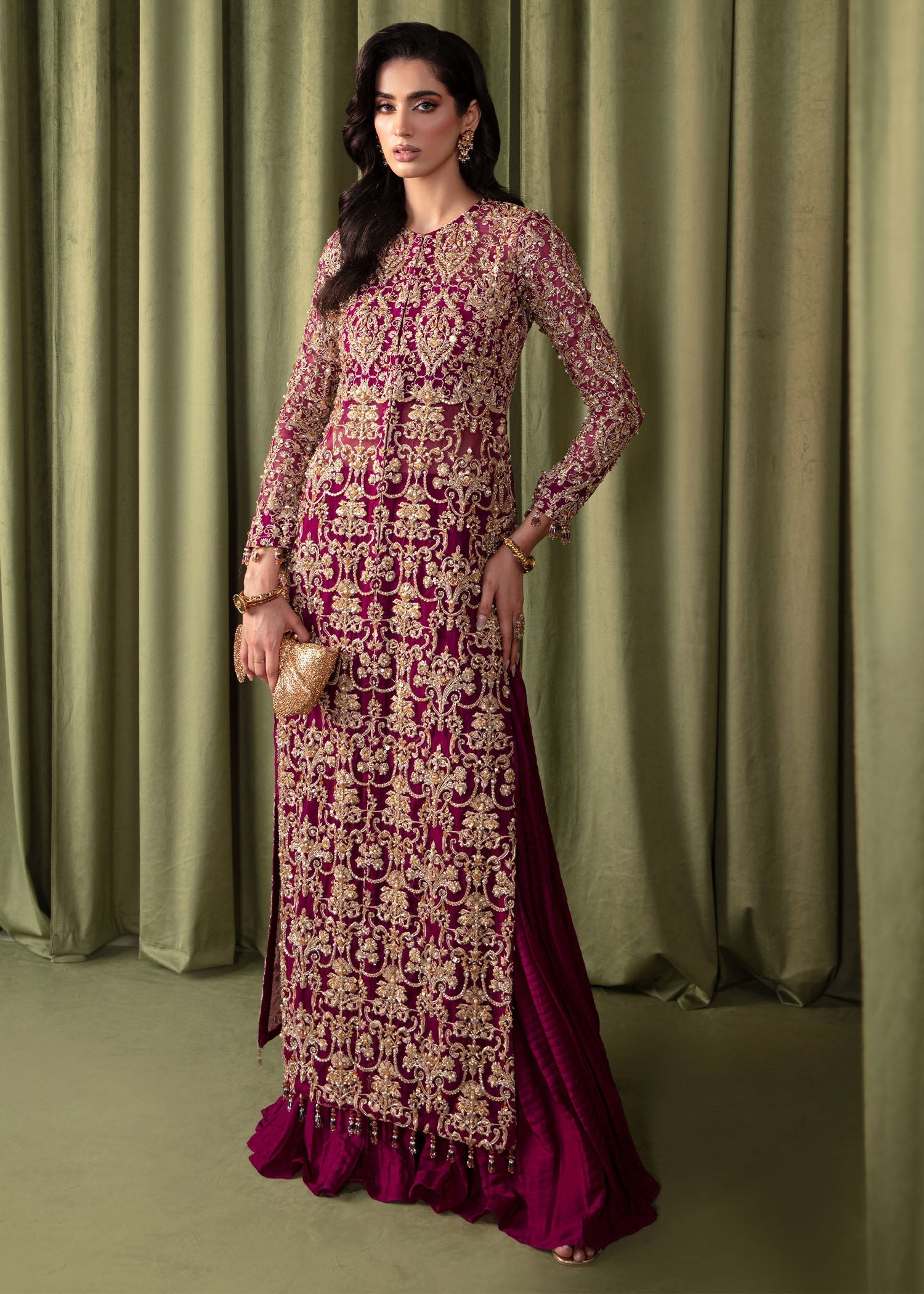 Kanwal Malik Pink Shirt with cigarette pants for Luxury Wedding wear - Pakistani Designer Wear for Women in UK | Kifat