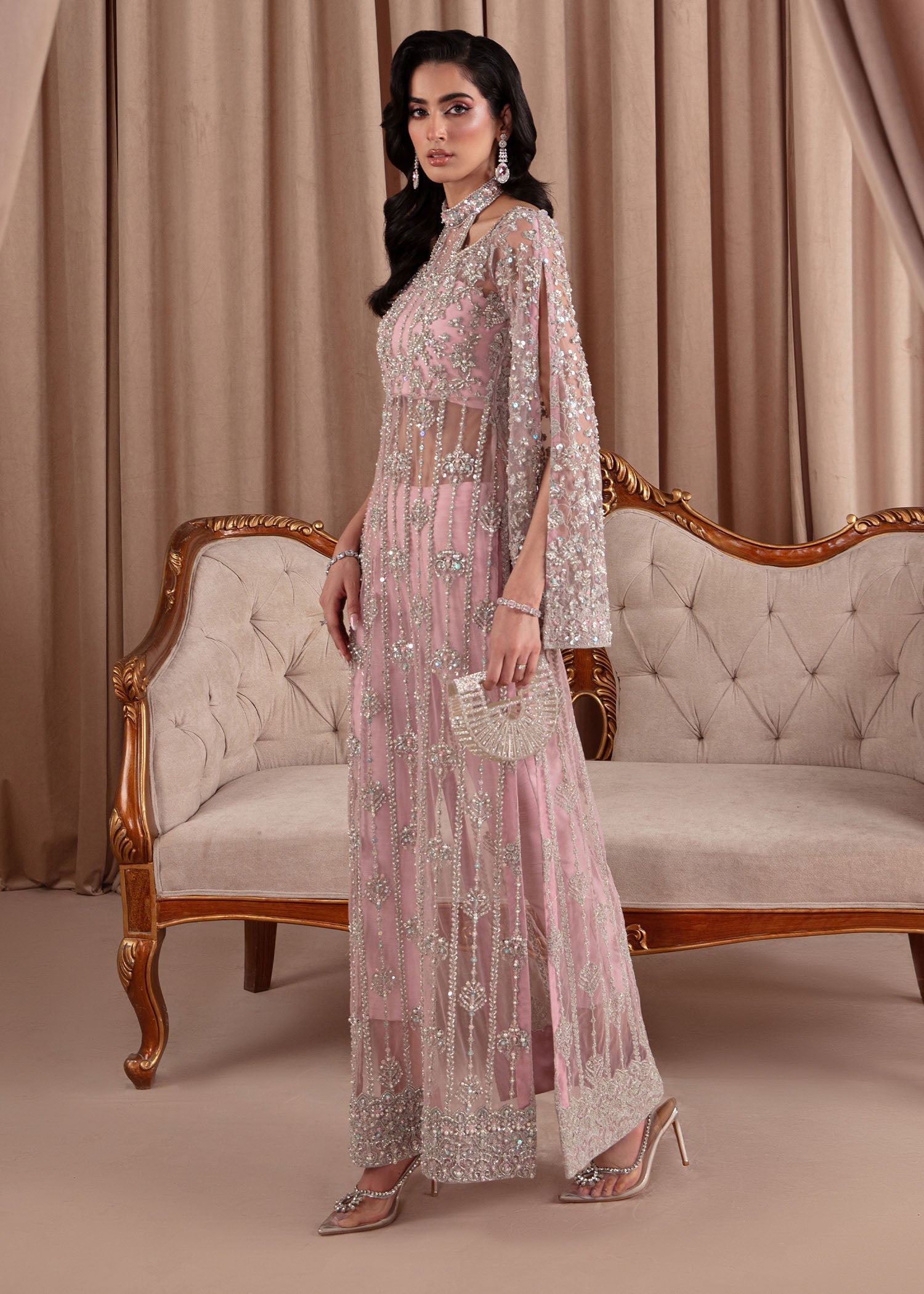 Kanwal Malik Pink Shirt with cigarette pants for Luxury Wedding wear - Pakistani Designer Wear for Women in UK | Kifat
