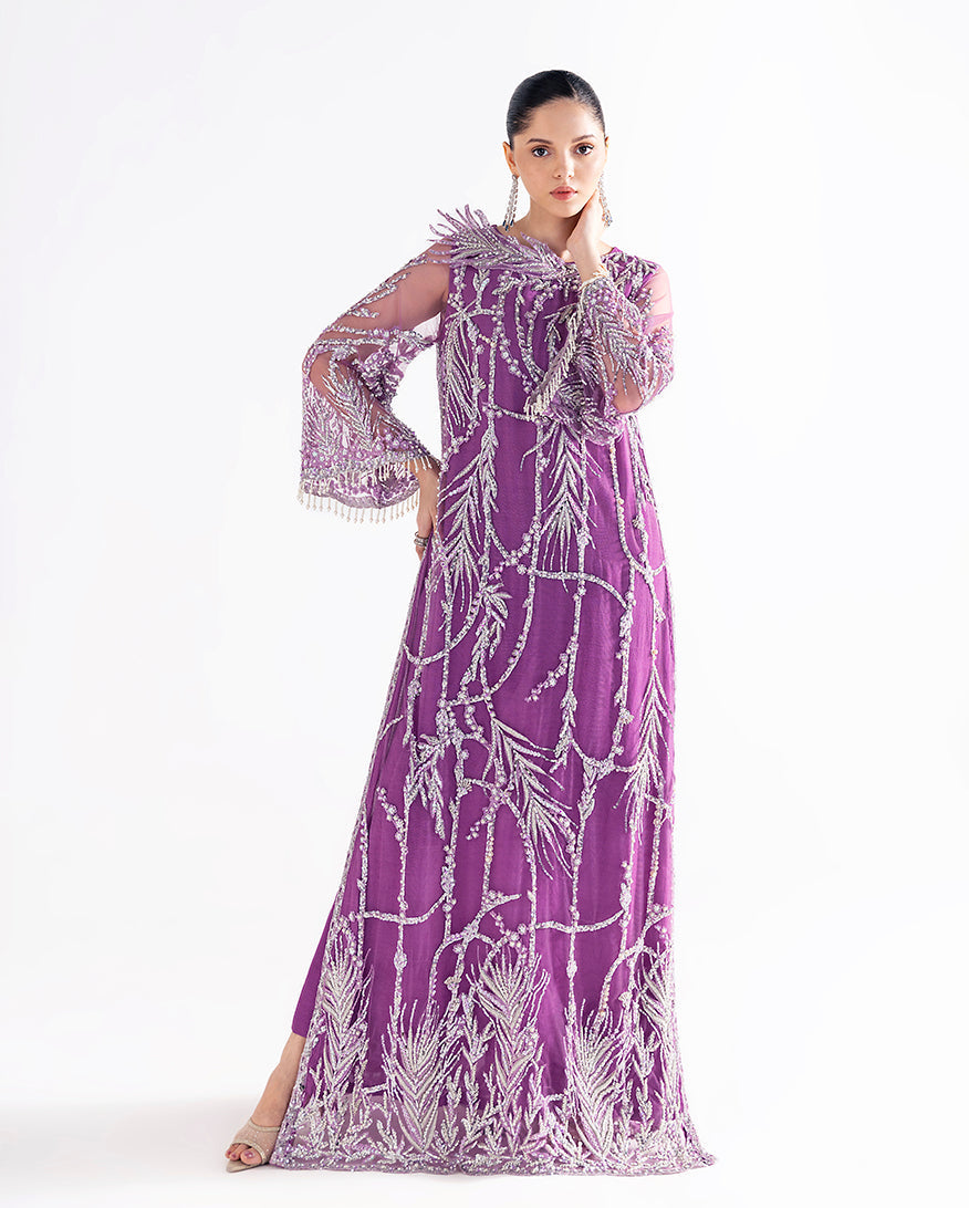 Women Wearing Brielle Magenta Long Shirt for Festive Events - Pakistani Designer Wear for Women in UK | Kifat