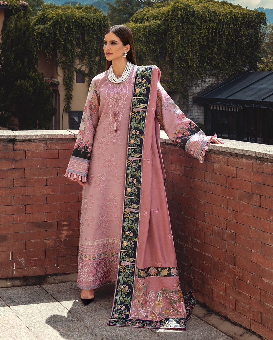 Women Wearing Cortona Bloom Pink Long Shirt for Casual Events - Pakistani Designer Wear for Women in UK | Kifat