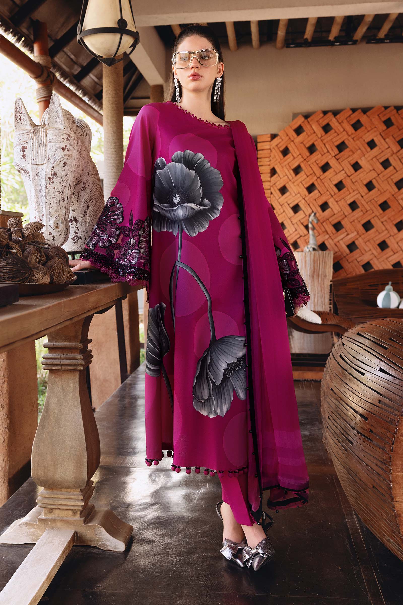 Women Wearing mpt-2913-b Pink Pink for Festive Events - Pakistani Designer Wear for Women in UK | Kifat