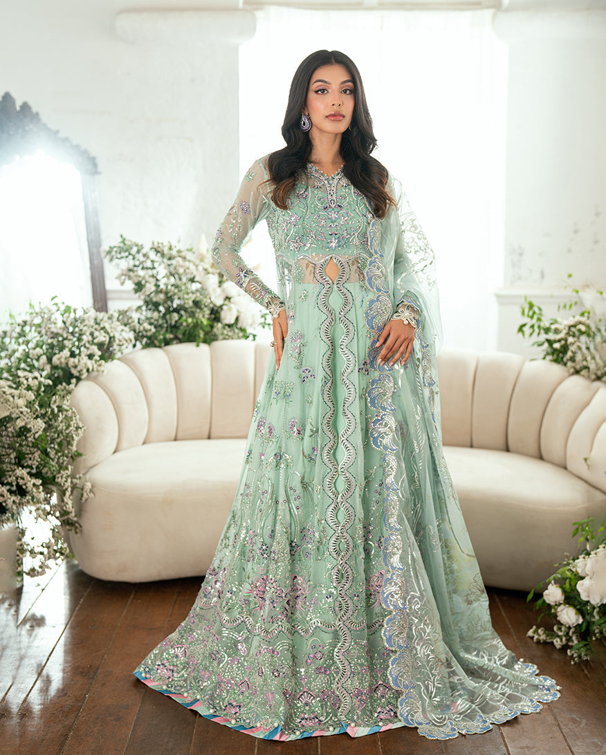 Women Wearing Sitaara Aqua Peshwas for Festive Events - Pakistani Designer Wear for Women in UK | Kifat