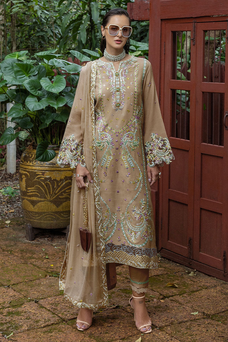 Women Wearing Ardena Beige Long Shirt for Festive Events - Pakistani Designer Wear for Women in UK | Kifat