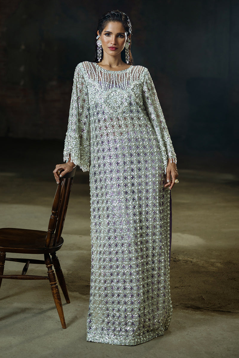 Women Wearing Lavande Purple Long Shirt for Luxury Events - Pakistani Designer Wear for Women in UK | Kifat