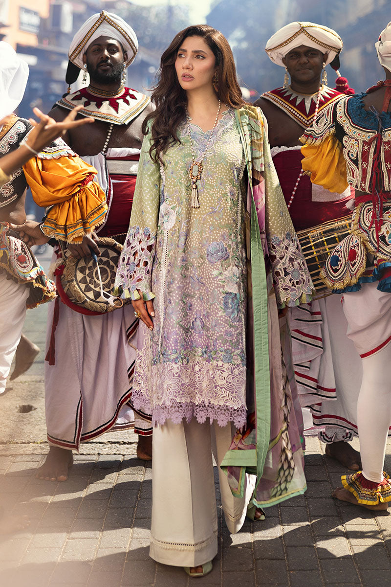 Women Wearing Glittering Grace Gradiant Mint Into Lilac Long Shirt for Luxury Events - Pakistani Designer Wear for Women in UK | Kifat