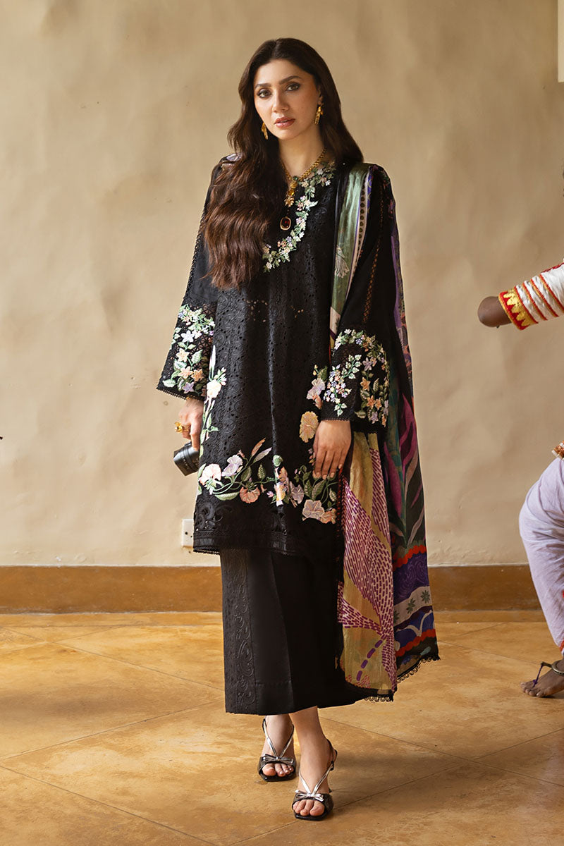 Women Wearing Dazzling Glimmer Black Long Shirt for Luxury Events - Pakistani Designer Wear for Women in UK | Kifat