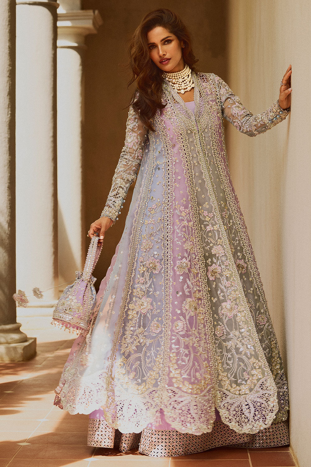 Soraya ORCHID Multicolor Pishwas for Wedding Wear, Formal Events - Pakistani Designer Wear for Women in UK | Kifat