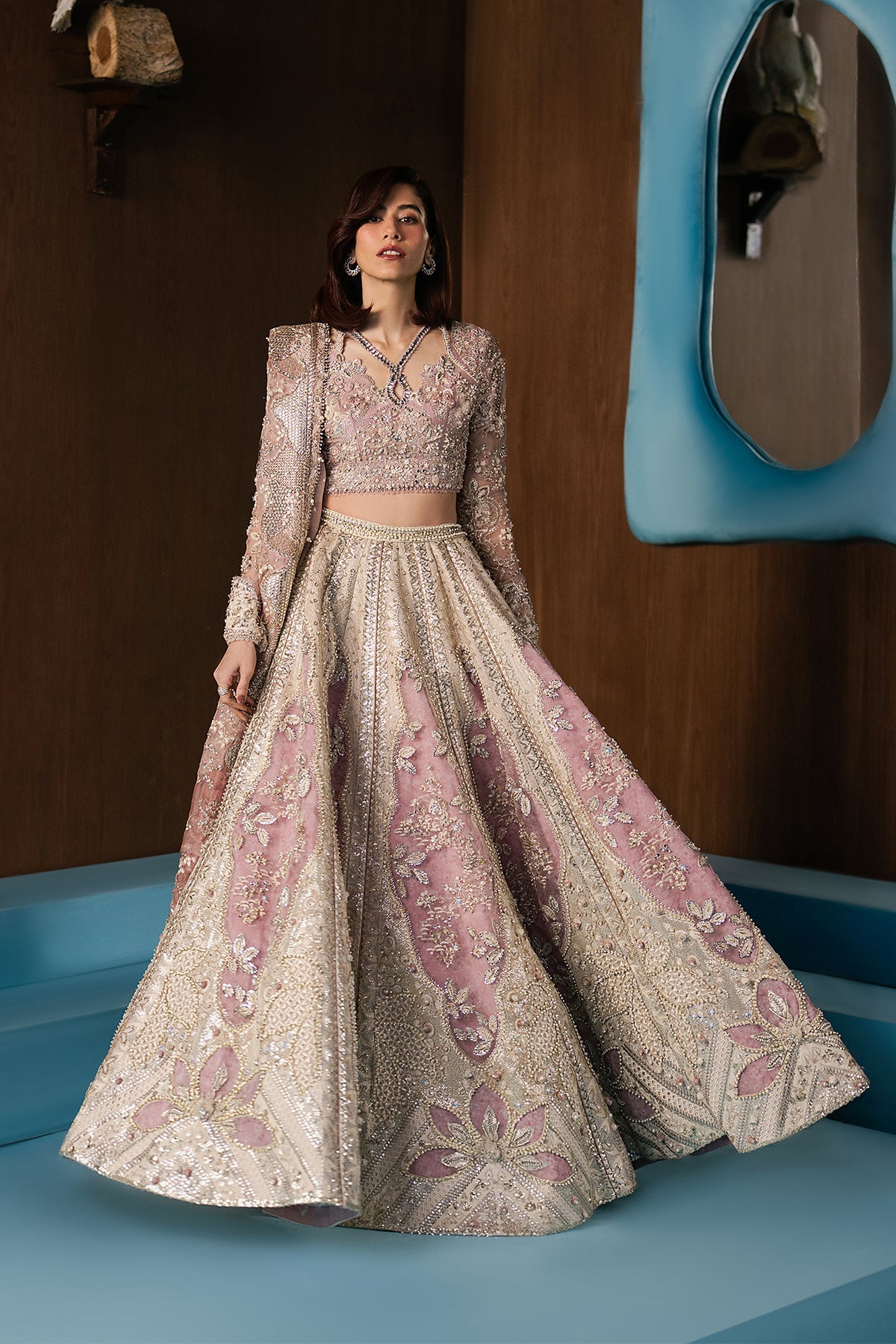 Women Wearing Zaviyah Off White Lehnga Choli For Festive Events - Pakistani Designer Wear For Women In Uk | Kifat
