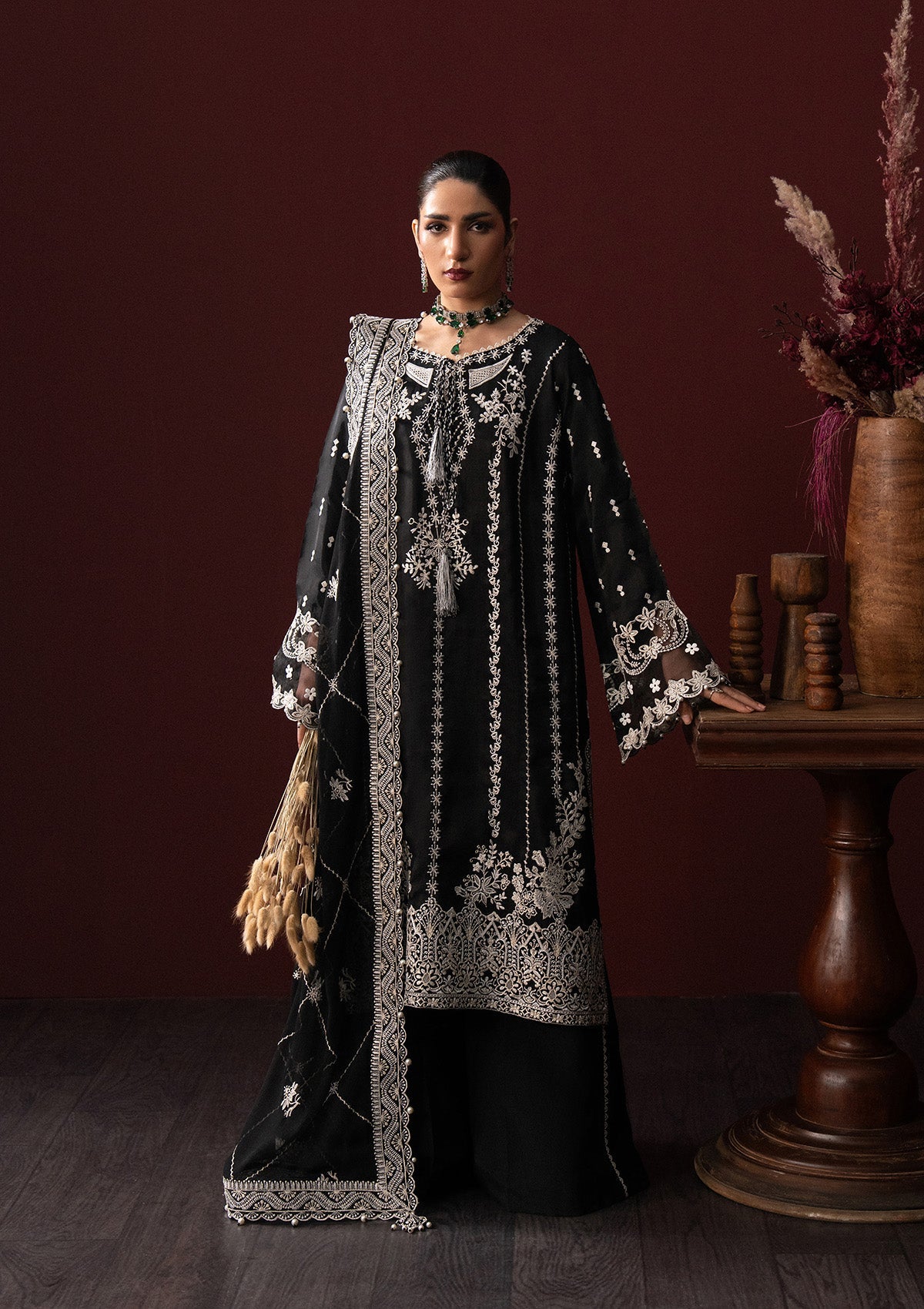 LADY AIK '25 - VOL. 1 - LOOK 02 Black Long Shirt For Luxury Events - Pakistani Designer Wear for Women in UK | Kifat