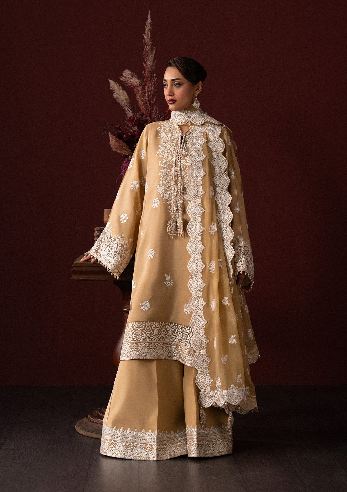LADY AIK '25 - VOL. 1 - LOOK 04 Beige Long Shirt For Luxury Events - Pakistani Designer Wear for Women in UK | Kifat