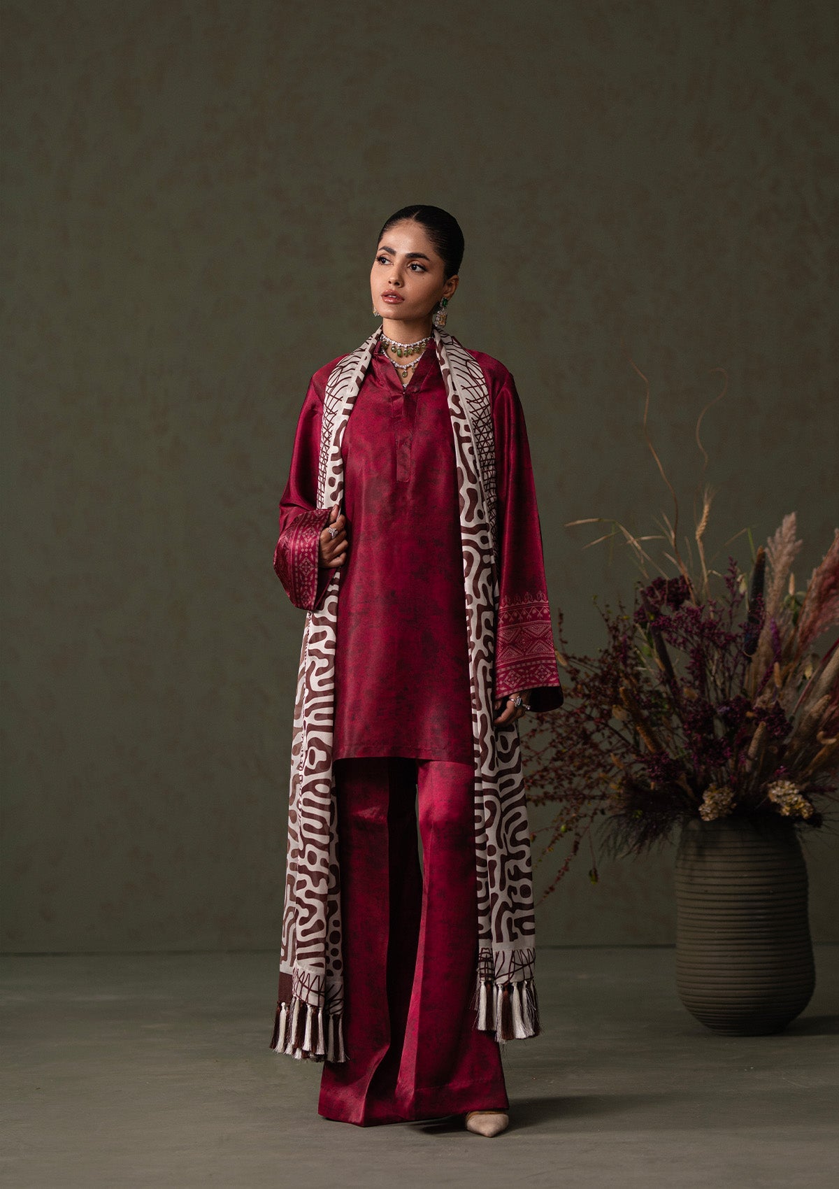 MISS AIK - RTW '25 D1 - LOOK 03 Ruby Short shirt with Plazo For Luxury Events - Pakistani Designer Wear for Women in UK | Kifat