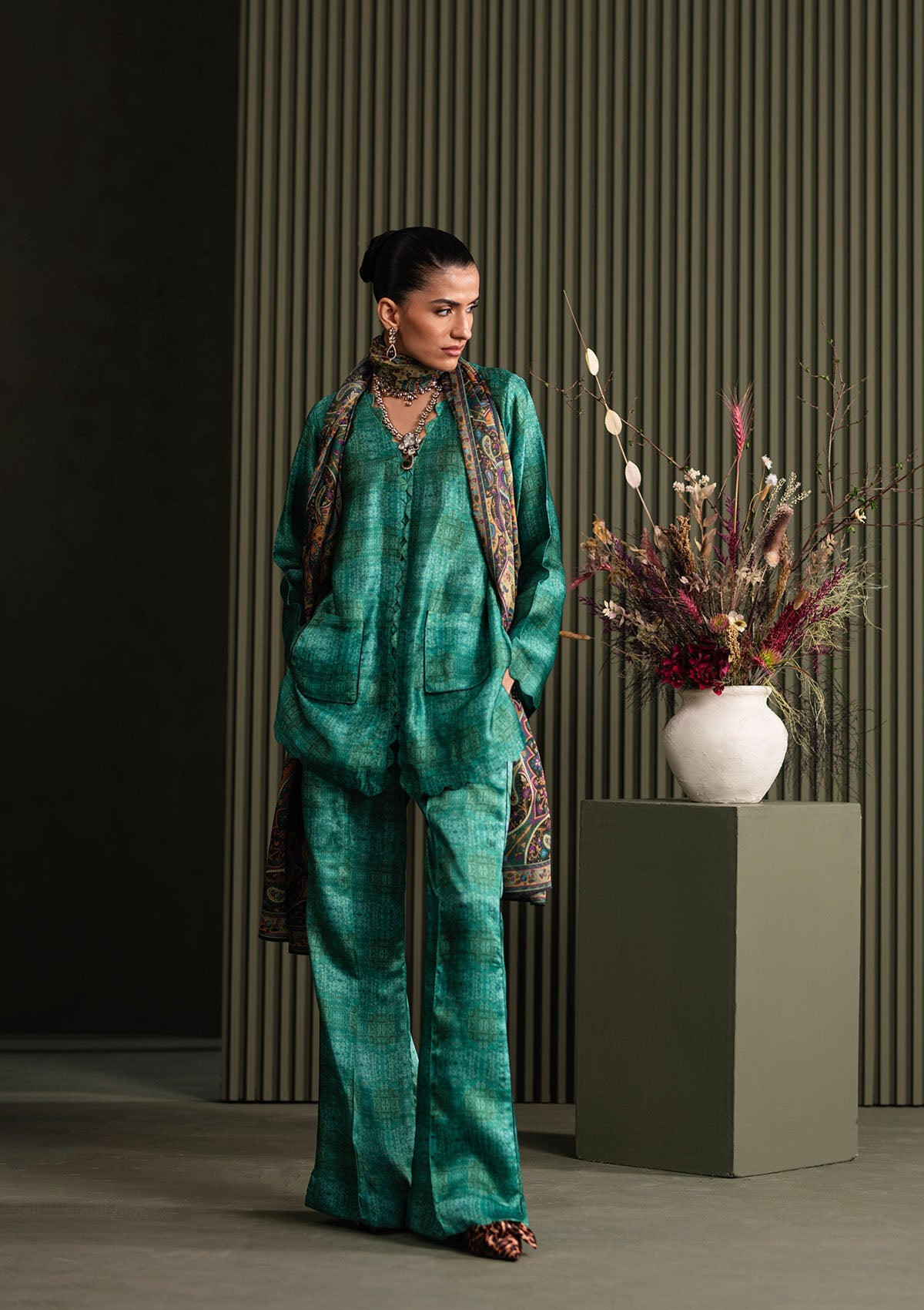 MISS AIK - RTW '25 D1 - LOOK 05 Red Short shirt with Plazo For Luxury Events - Pakistani Designer Wear for Women in UK | Kifat