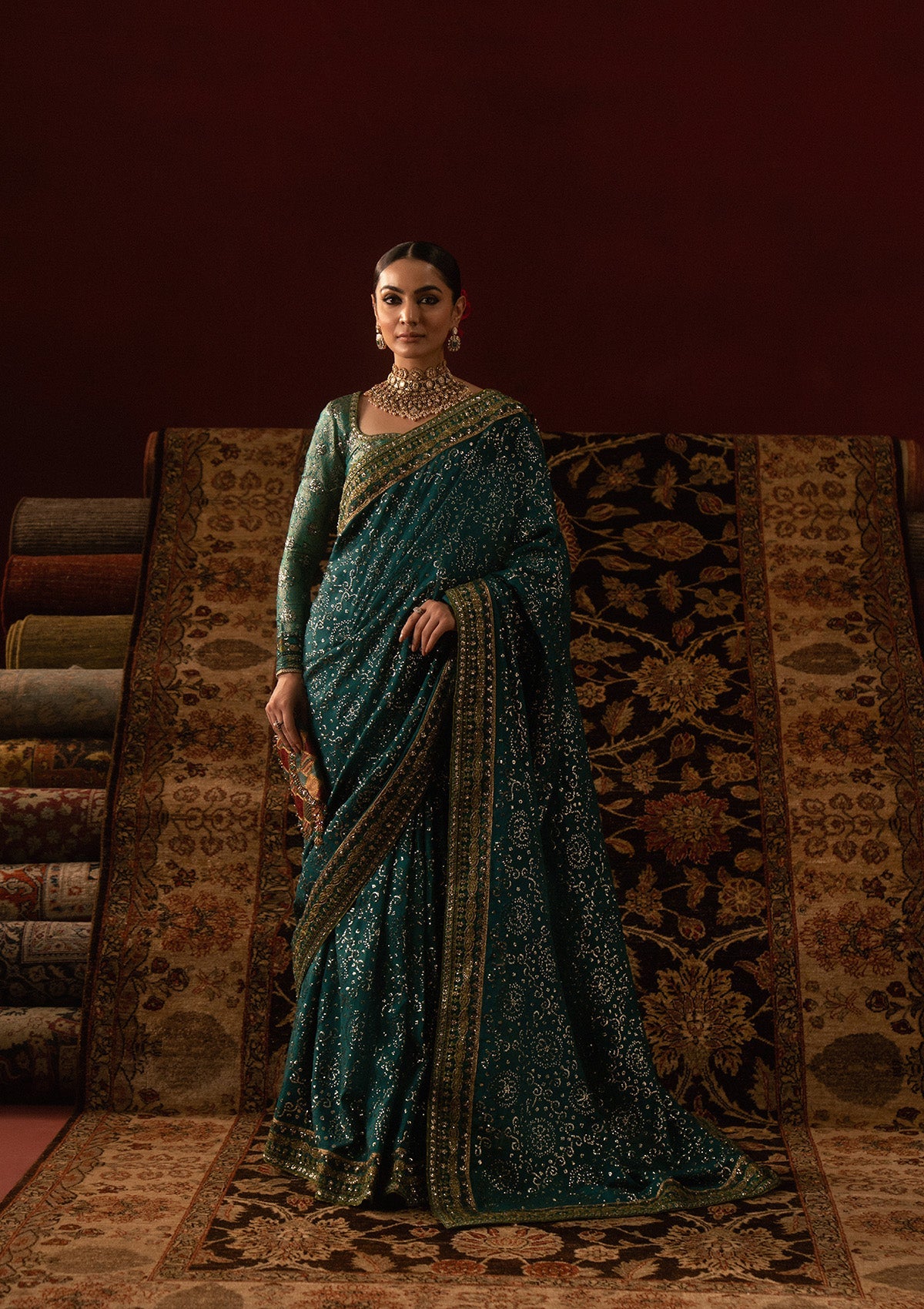 SARI EDIT '25 - LOOK 03 Emerald Saree For Formal Events - Pakistani Designer Wear for Women in UK | Kifat