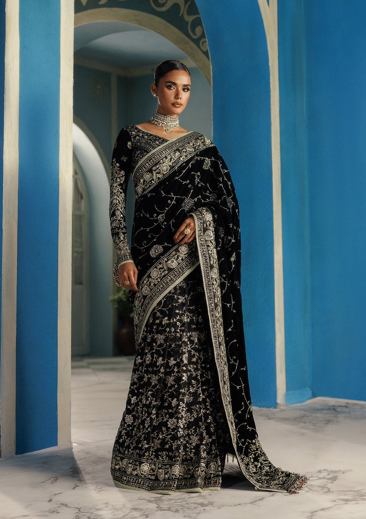 UDAIPUR - LOOK 04 Black Saree For Formal Events - Pakistani Designer Wear for Women in UK | Kifat