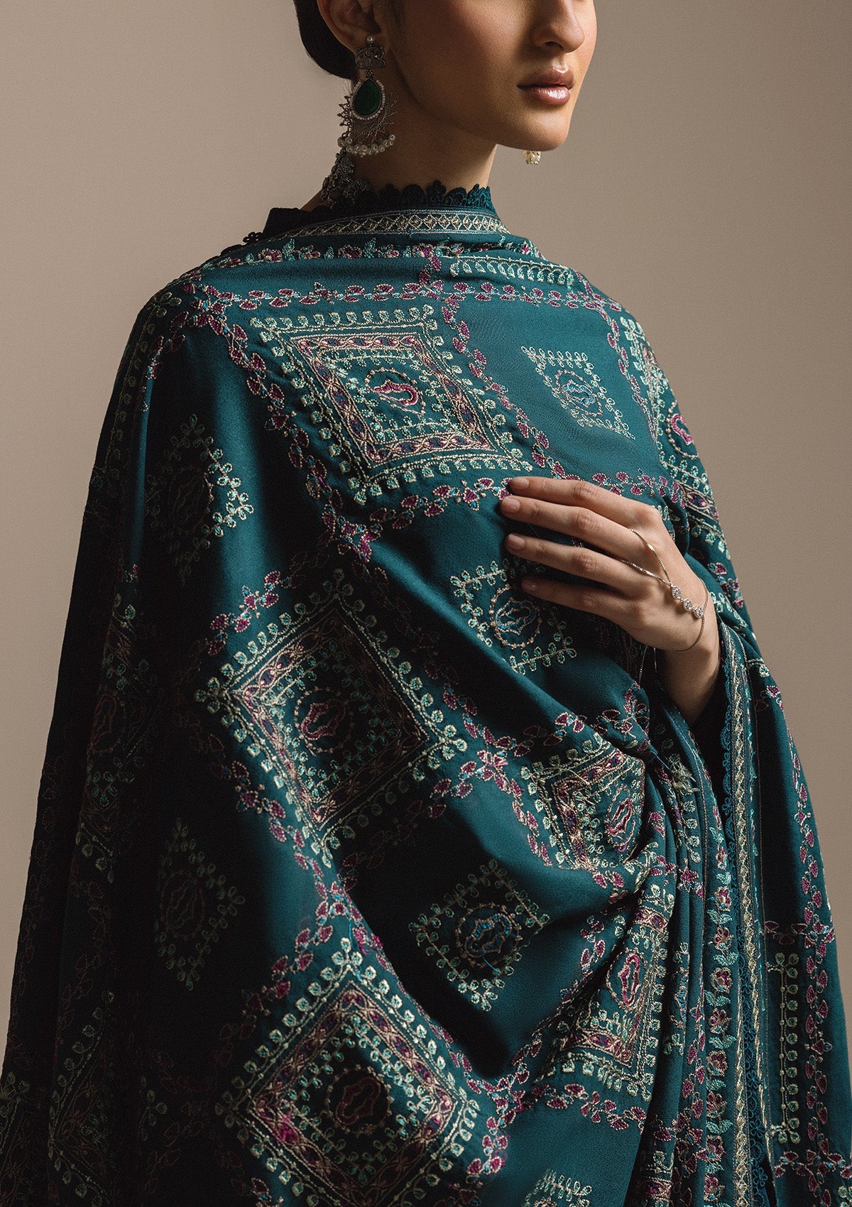 AIK ROZ '25 D3 - KARANDI - LOOK 01 Blue Long Shirt For Casual Events - Pakistani Designer Wear for Women in UK | Kifat