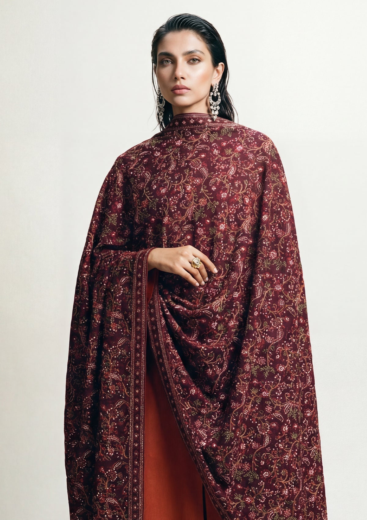 AIK ROZ '25 D3 - KARANDI - LOOK 04 Red Long Shirt For Casual Events - Pakistani Designer Wear for Women in UK | Kifat