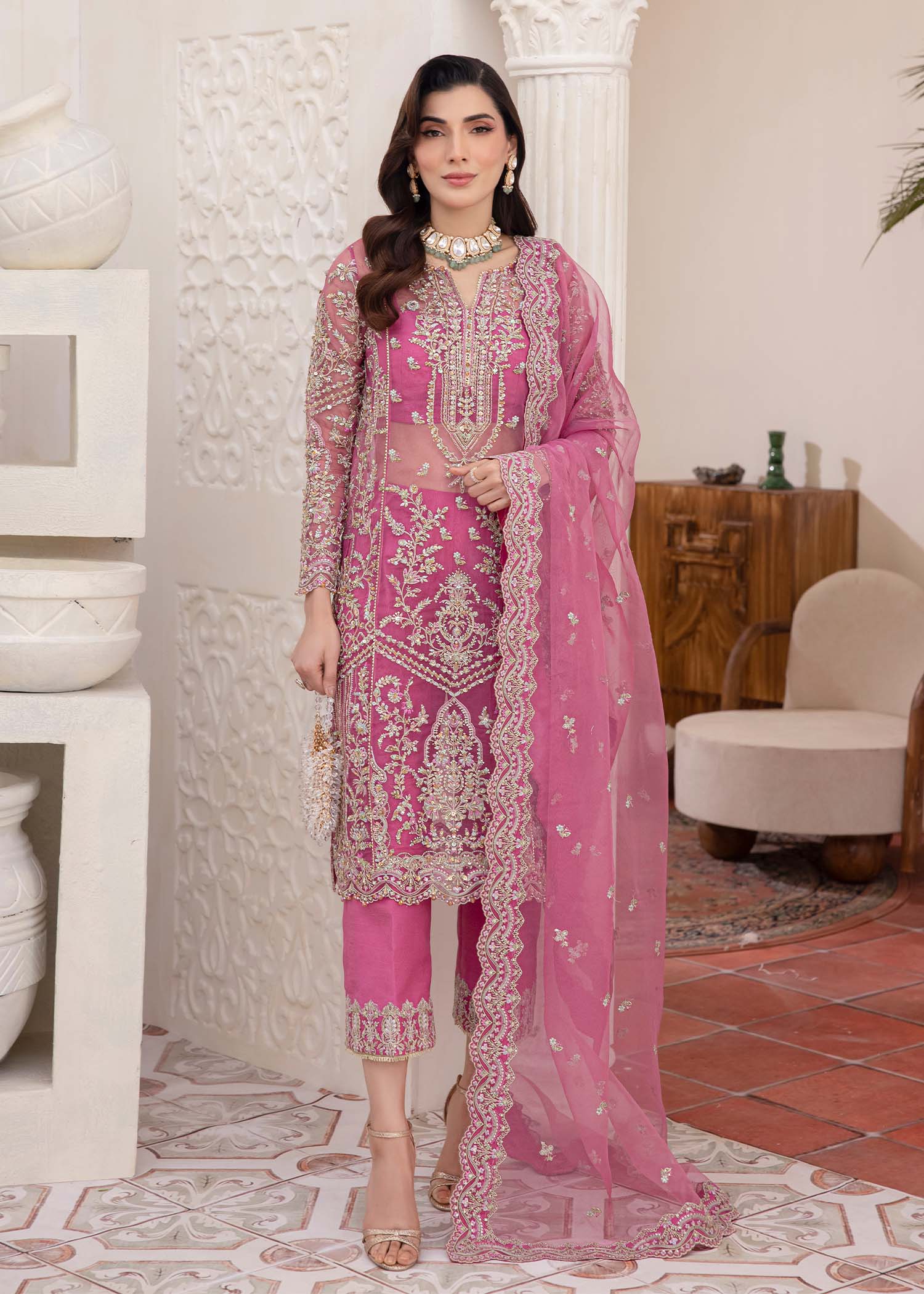 Kanwal Malik Mauve shirt with trouser for Luxury Wedding wear - Pakistani Designer Wear for Women in UK | Kifat
