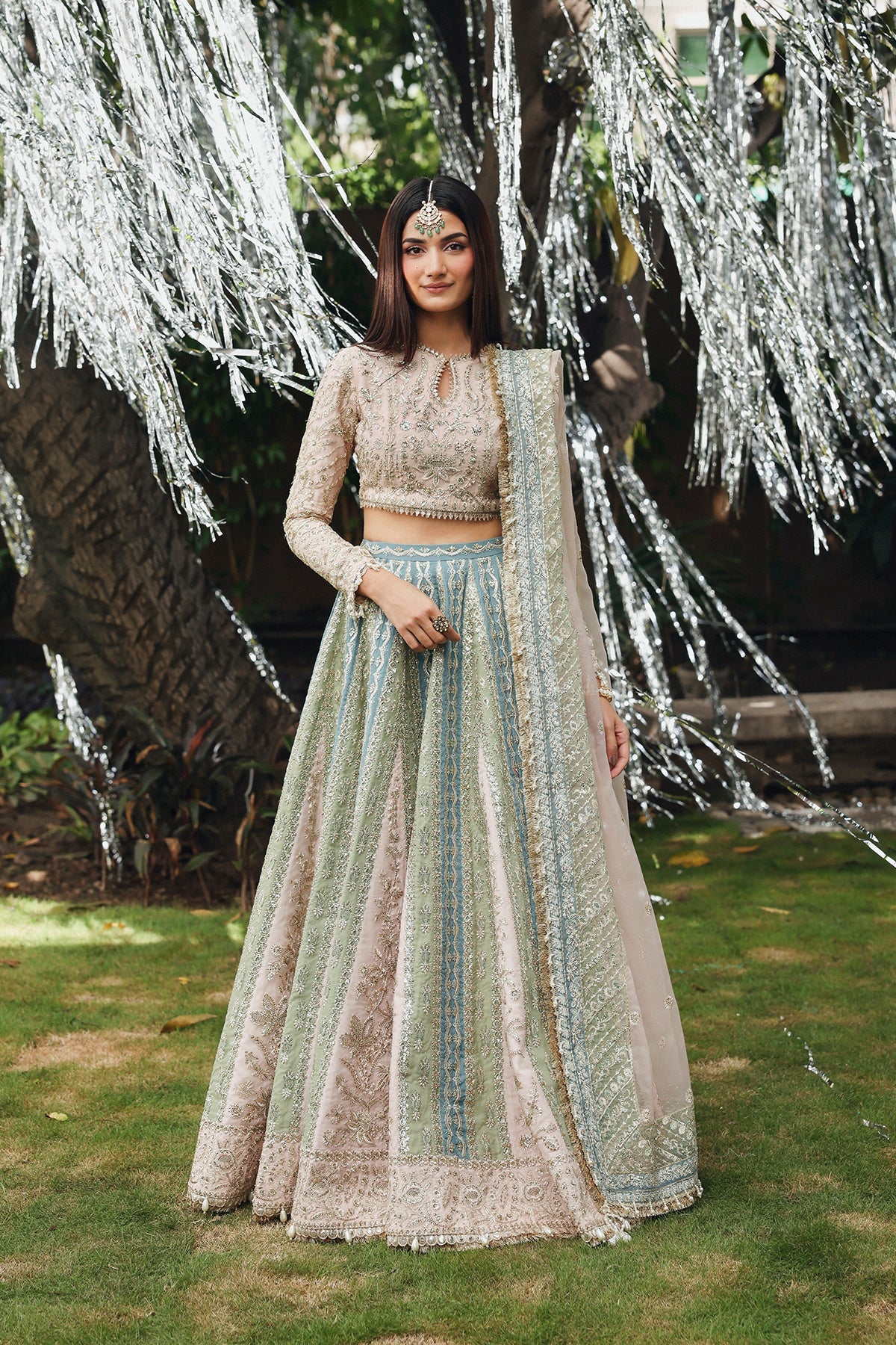 Women Wearing Petalhour Baby Pink Lehnga Choli For Festive Events - Pakistani Designer Wear For Women In Uk | Kifat