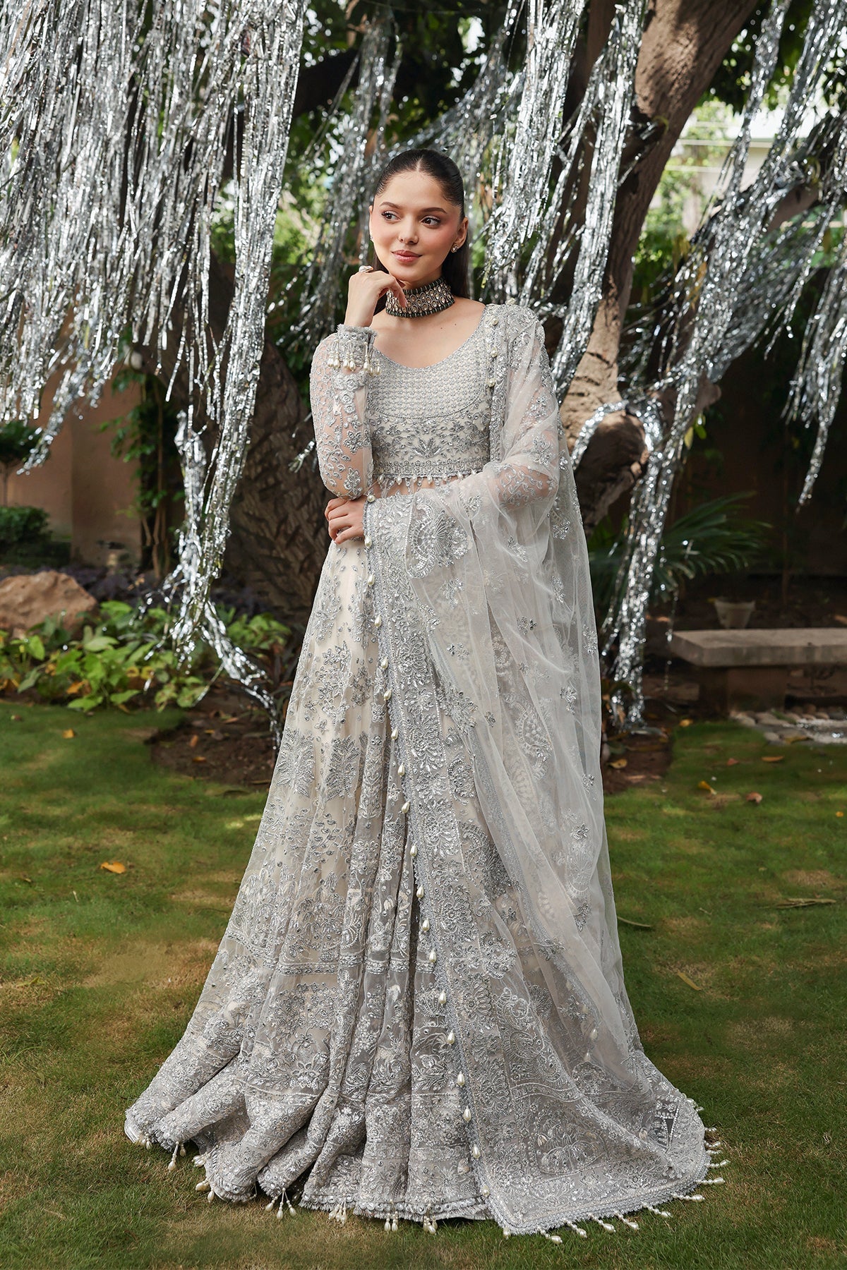Women Wearing Twilune White Peshwas For Festive Events - Pakistani Designer Wear For Women In Uk | Kifat