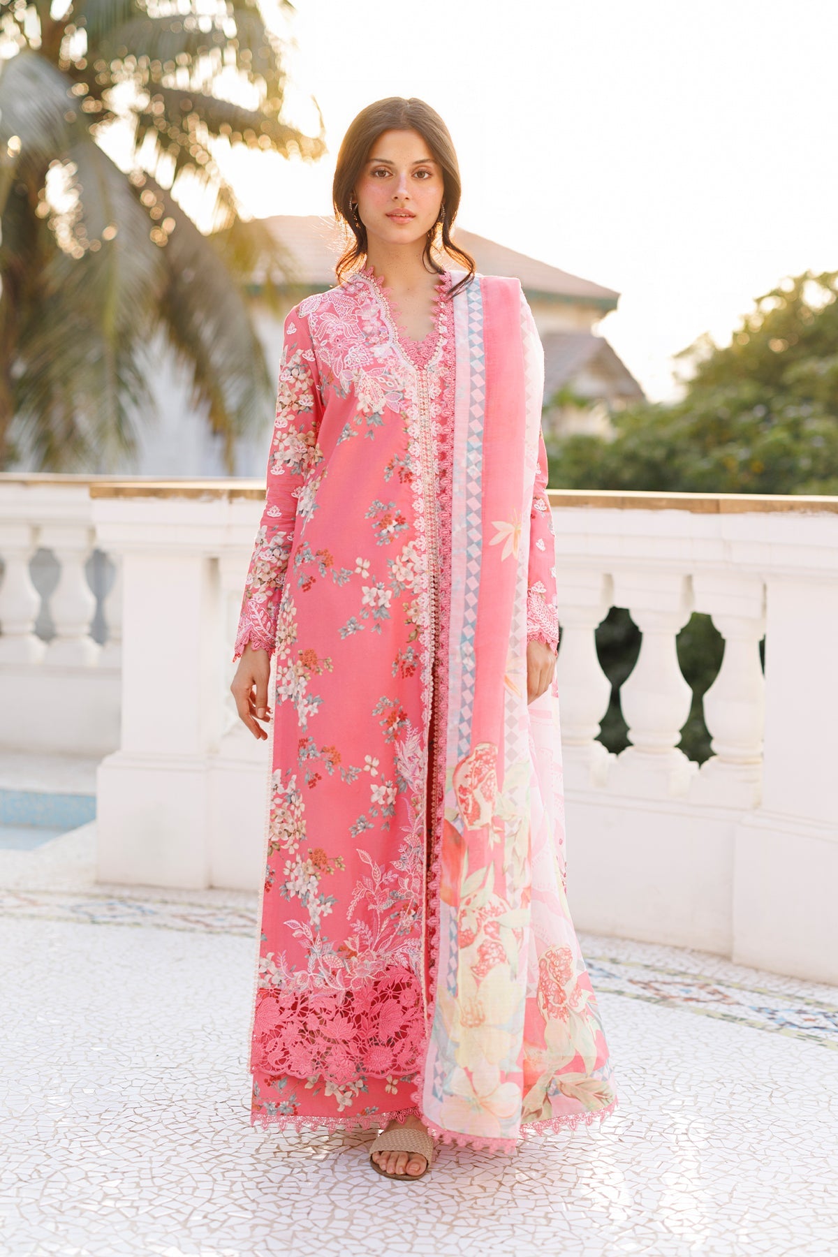 Women Wearing Amelune Dark Pink Long Shirt For Luxury Events - Pakistani Designer Wear For Women In Uk | Kifat