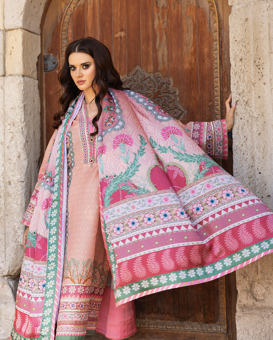 Women Wearing Pulsar Petal Rosey Coral Long Shirt for Festive Events - Pakistani Designer Wear for Women in UK | Kifat