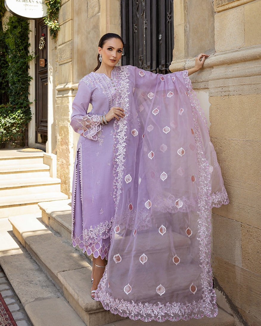 Women Wearing Ophelia Iyn Lavender purple Long Shirt for Festive Events - Pakistani Designer Wear for Women in UK | Kifat