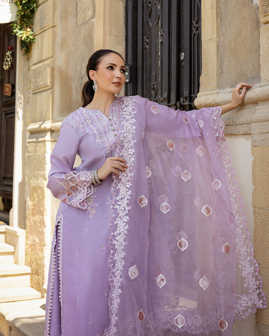 Women Wearing Ophelia Iyn Lavender purple Long Shirt for Festive Events - Pakistani Designer Wear for Women in UK | Kifat