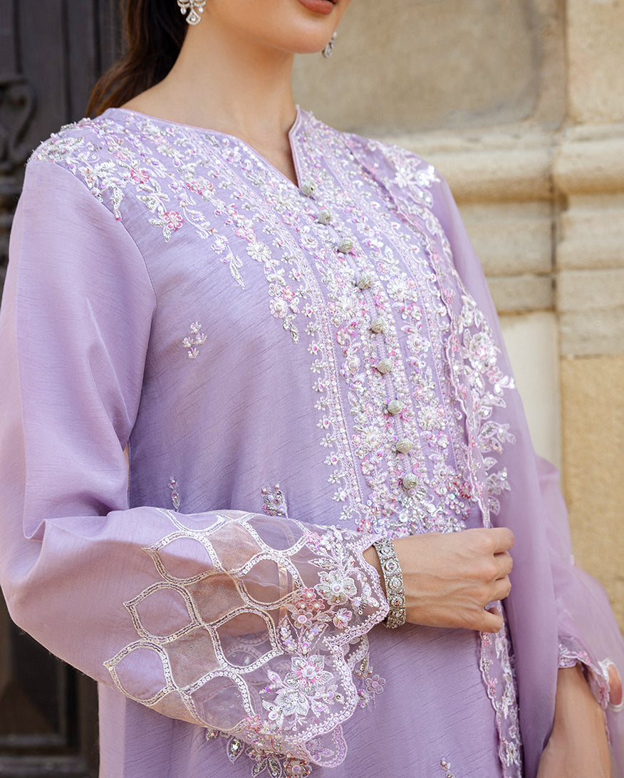Women Wearing Ophelia Iyn Lavender purple Long Shirt for Festive Events - Pakistani Designer Wear for Women in UK | Kifat