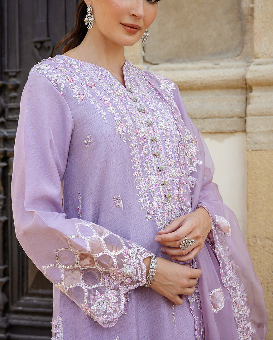 Women Wearing Ophelia Iyn Lavender purple Long Shirt for Festive Events - Pakistani Designer Wear for Women in UK | Kifat