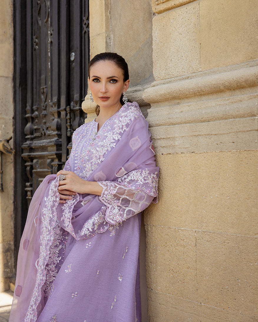 Women Wearing Ophelia Iyn Lavender purple Long Shirt for Festive Events - Pakistani Designer Wear for Women in UK | Kifat