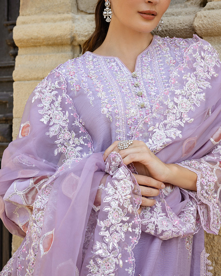 Women Wearing Ophelia Iyn Lavender purple Long Shirt for Festive Events - Pakistani Designer Wear for Women in UK | Kifat