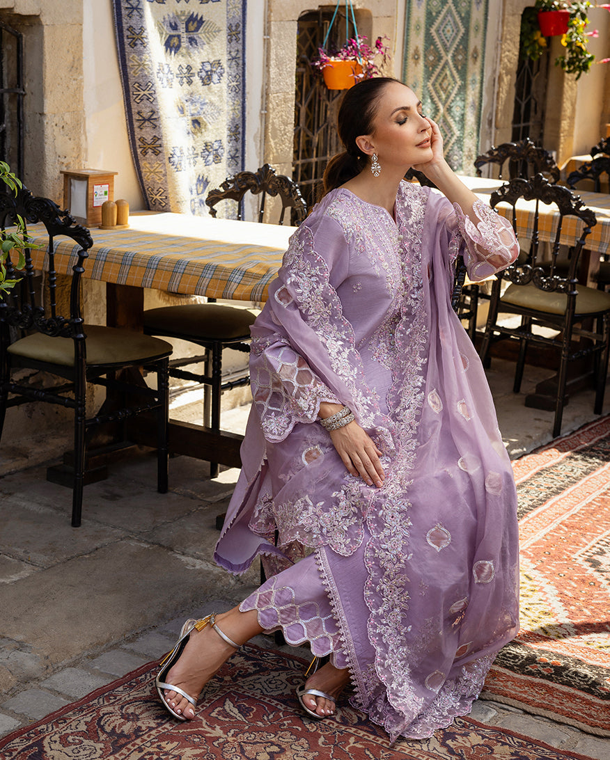 Women Wearing Ophelia Iyn Lavender purple Long Shirt for Festive Events - Pakistani Designer Wear for Women in UK | Kifat