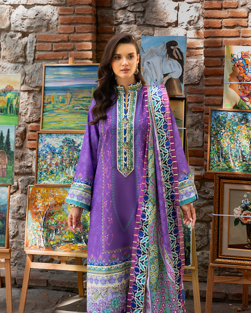 Women Wearing Cosmic Spindle Violet Long Shirt for Festive Events - Pakistani Designer Wear for Women in UK | Kifat
