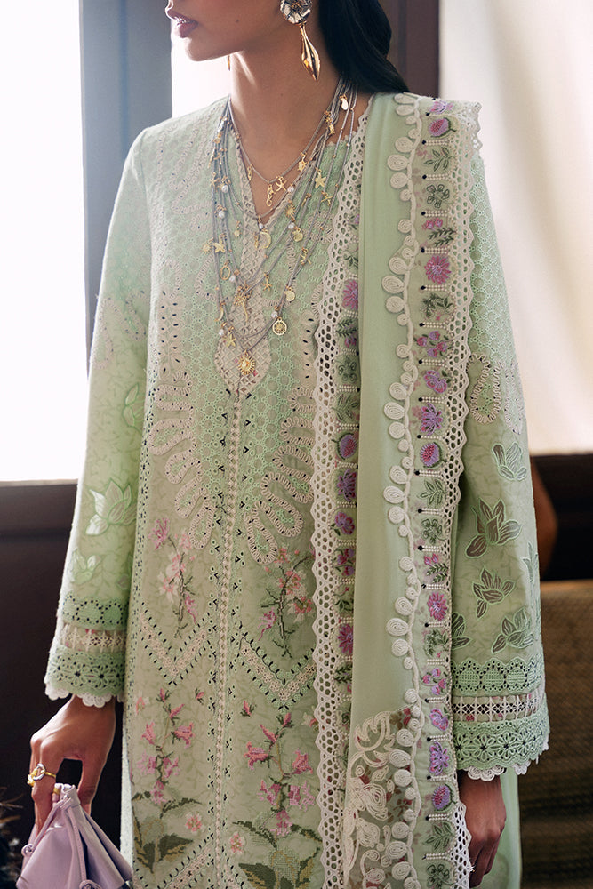 Women Wearing AREEHA Apple Green Long Shirt with Culottes for Festive Events - Pakistani Designer Wear for Women in UK | Kifat