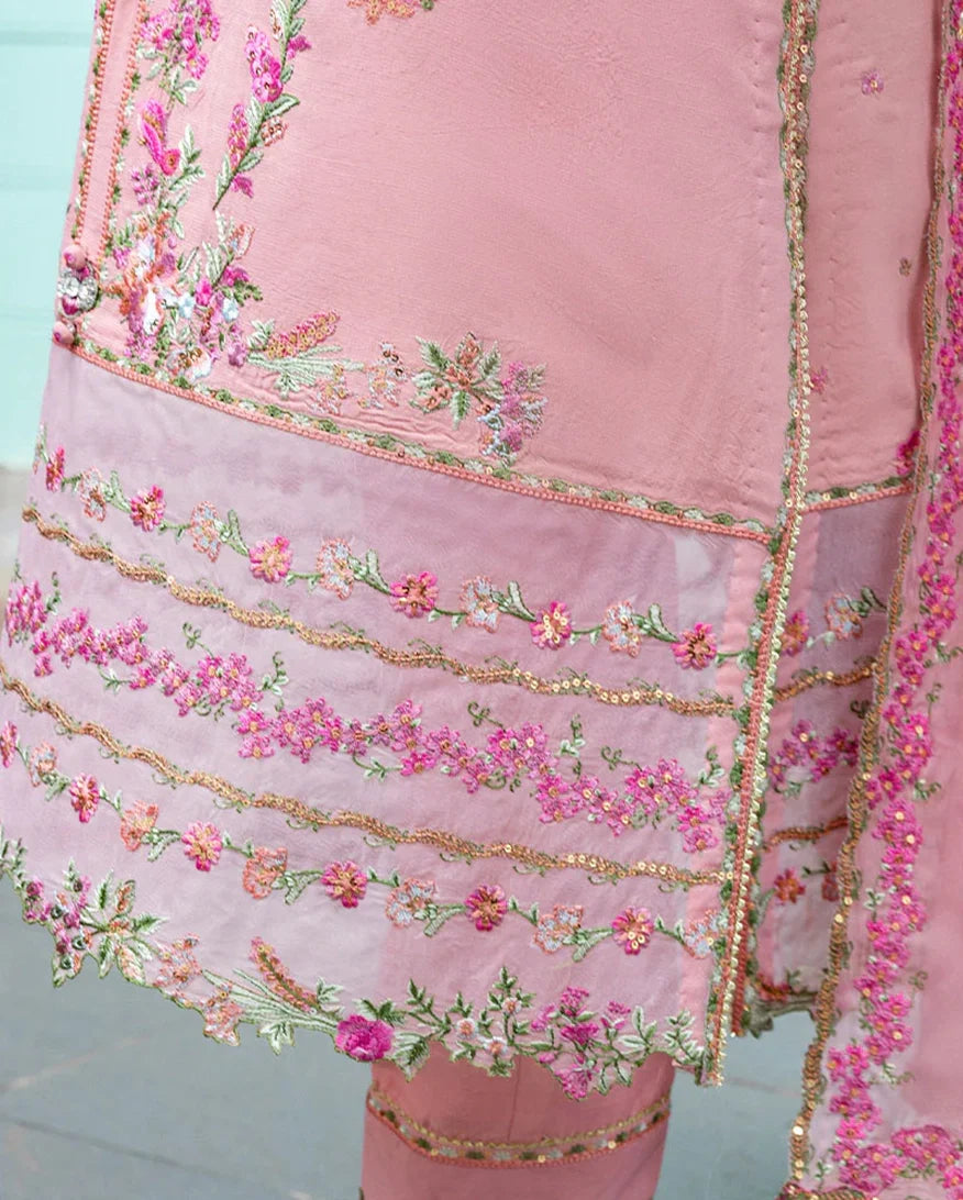 Women Wearing Elowen Pink Long Shirt for Festive Events - Pakistani Designer Wear for Women in UK | Kifat