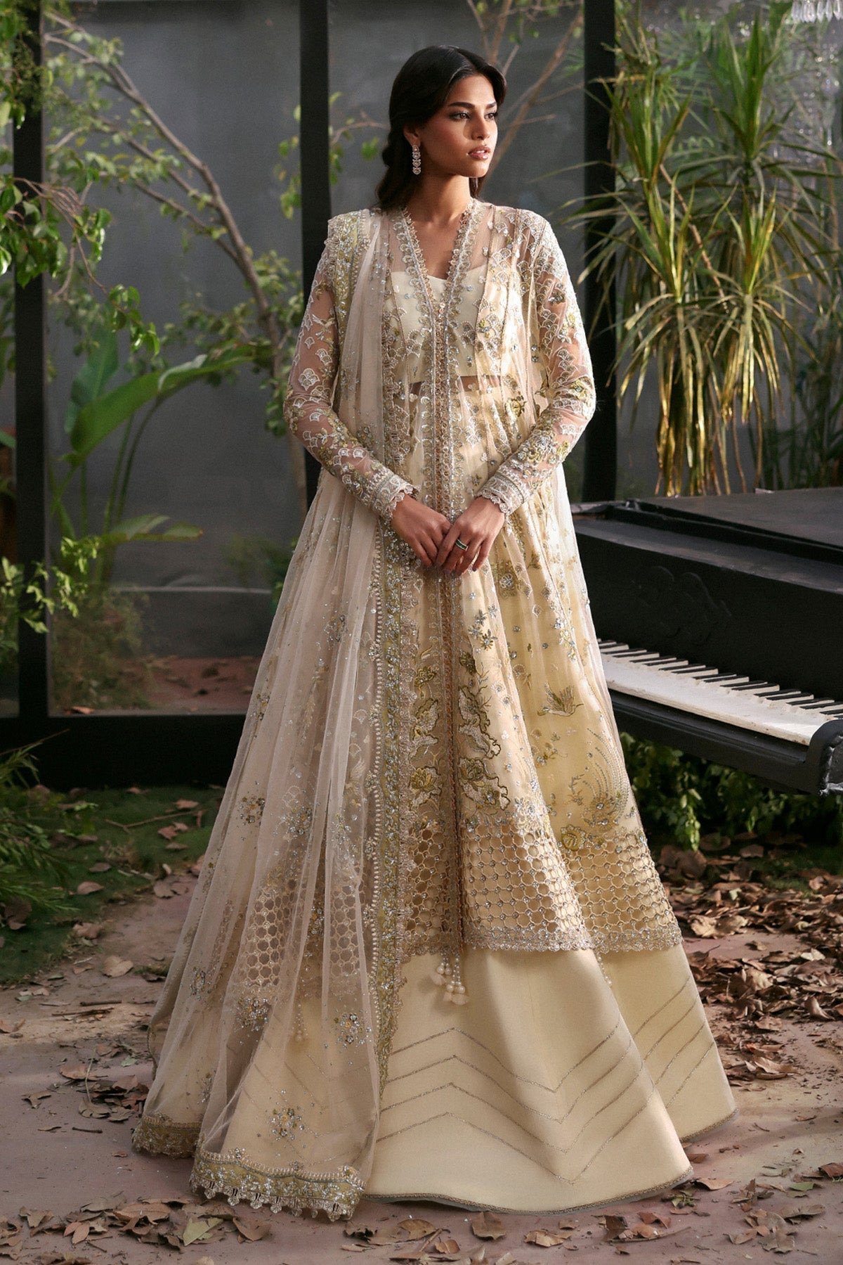 Women Wearing Fleurie Off White Peshwas  For Festive Events - Pakistani Designer Wear For Women In Uk | Kifat