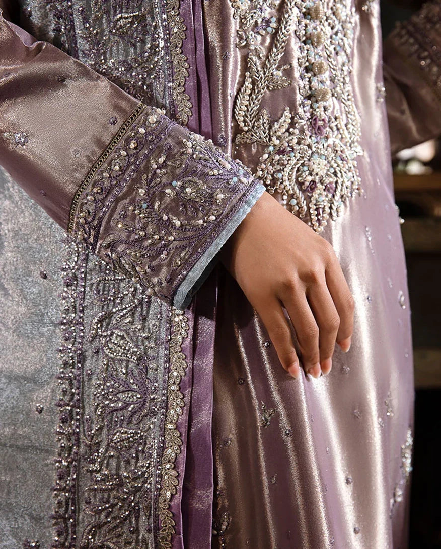 Women Wearing Mehza Purple Silver Long Shirt for Formal Events - Pakistani Designer Wear for Women in UK | Kifat