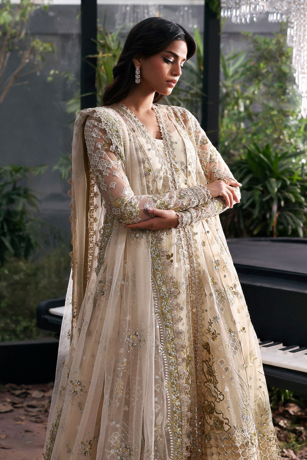 Women Wearing Fleurie Off White Peshwas  For Festive Events - Pakistani Designer Wear For Women In Uk | Kifat