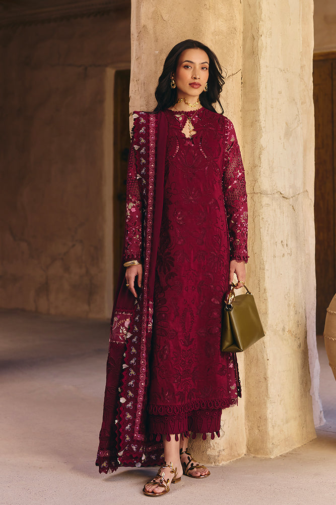Women Wearing  SEHAZ Maroon Long Shirt with Pants for Festive Events - Pakistani Designer Wear for Women in UK | Kifat
