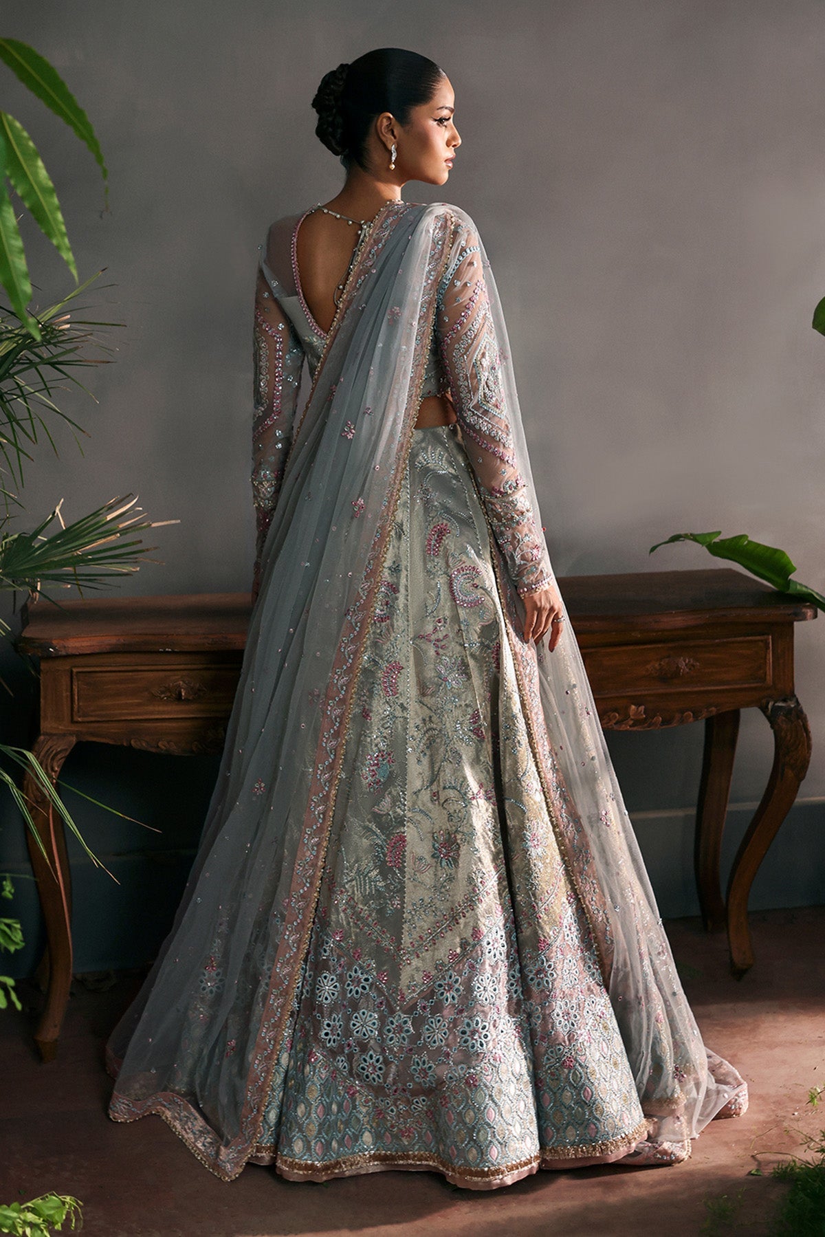 Women Wearing Elanora Aqua Lehnga Choli  For Festive Events - Pakistani Designer Wear For Women In Uk | Kifat