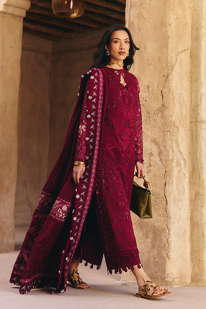 Women Wearing  SEHAZ Maroon Long Shirt with Pants for Festive Events - Pakistani Designer Wear for Women in UK | Kifat